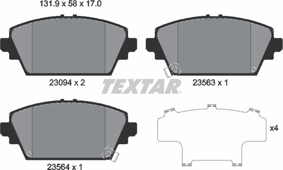 Textar 2309401 - Гальмівні колодки, дискові гальма avtolavka.club