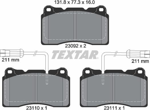 Textar 2309201 - Гальмівні колодки, дискові гальма avtolavka.club