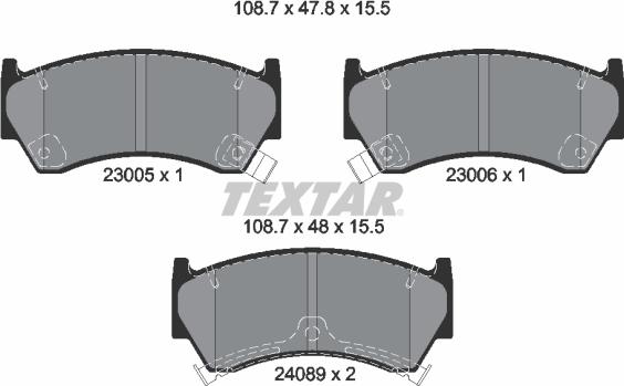 Textar 2300501 - Гальмівні колодки, дискові гальма avtolavka.club