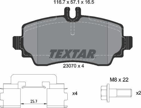 Textar 2307004 - Гальмівні колодки, дискові гальма avtolavka.club