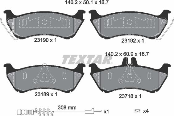 Textar 2319002 - Гальмівні колодки, дискові гальма avtolavka.club