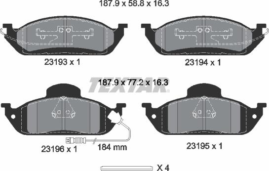 Textar 2319303 - Гальмівні колодки, дискові гальма avtolavka.club