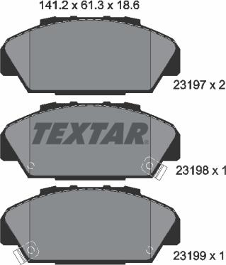 Textar 2319701 - Гальмівні колодки, дискові гальма avtolavka.club