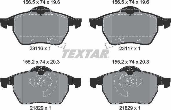 Textar 2311602 - Гальмівні колодки, дискові гальма avtolavka.club