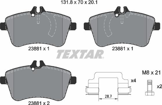 Textar 2388101 - Гальмівні колодки, дискові гальма avtolavka.club