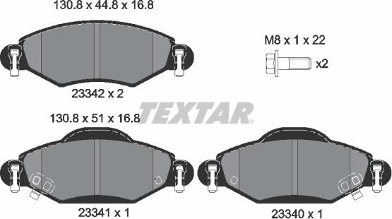 Textar 2334001 - Гальмівні колодки, дискові гальма avtolavka.club