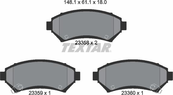 Textar 2335801 - Гальмівні колодки, дискові гальма avtolavka.club