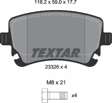 Textar 2332611 - Гальмівні колодки, дискові гальма avtolavka.club