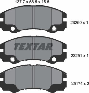 Textar 2325001 - Гальмівні колодки, дискові гальма avtolavka.club