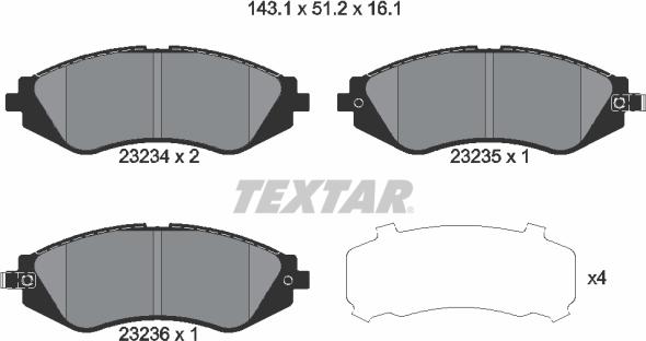 Textar 2323401 - Гальмівні колодки, дискові гальма avtolavka.club