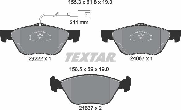 Textar 2322201 - Гальмівні колодки, дискові гальма avtolavka.club