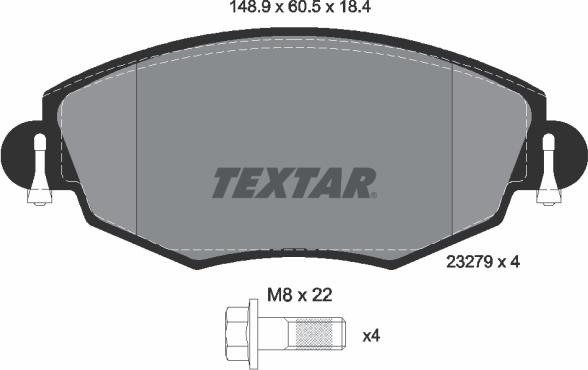 Textar 2327904 - Гальмівні колодки, дискові гальма avtolavka.club