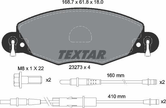 Textar 2327301 - Гальмівні колодки, дискові гальма avtolavka.club