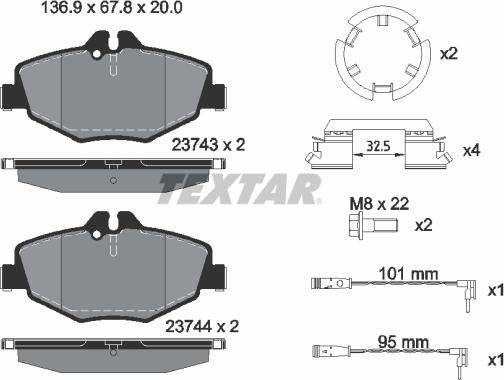 Textar 2374303 - Гальмівні колодки, дискові гальма avtolavka.club