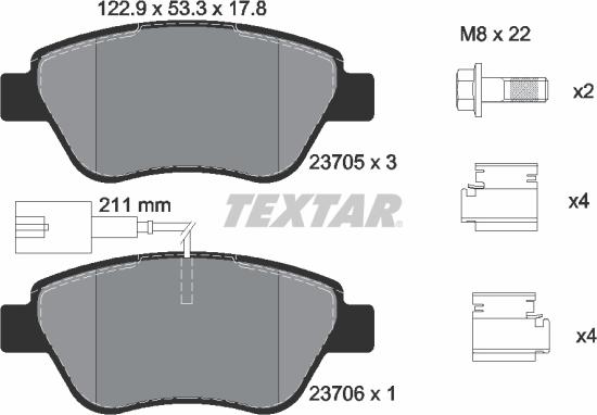 Textar 2370502 - Гальмівні колодки, дискові гальма avtolavka.club