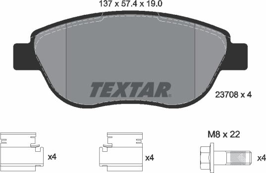 Textar 2370803 - Гальмівні колодки, дискові гальма avtolavka.club