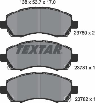 Textar 2378001 - Гальмівні колодки, дискові гальма avtolavka.club