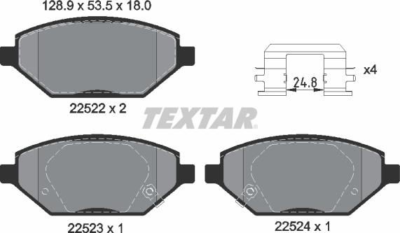 Textar 2252201 - Гальмівні колодки, дискові гальма avtolavka.club