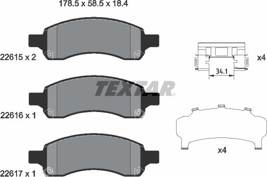 Textar 2261501 - Гальмівні колодки, дискові гальма avtolavka.club