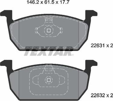 Textar 2263101 - Гальмівні колодки, дискові гальма avtolavka.club