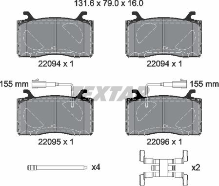 Textar 2209401 - Гальмівні колодки, дискові гальма avtolavka.club