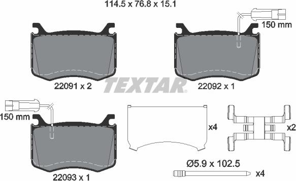 Textar 2209101 - Гальмівні колодки, дискові гальма avtolavka.club