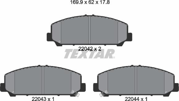 Textar 2204201 - Гальмівні колодки, дискові гальма avtolavka.club