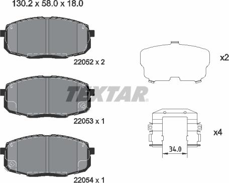 Textar 2205203 - Гальмівні колодки, дискові гальма avtolavka.club