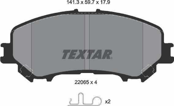 Textar 2206501 - Гальмівні колодки, дискові гальма avtolavka.club