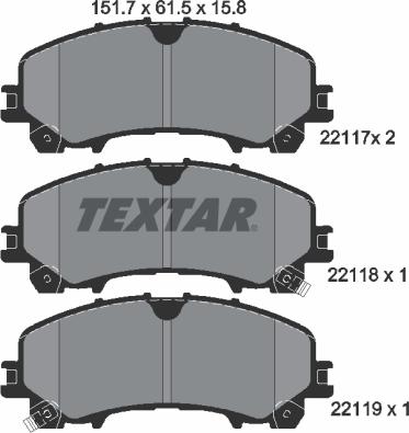 Textar 2211701 - Гальмівні колодки, дискові гальма avtolavka.club