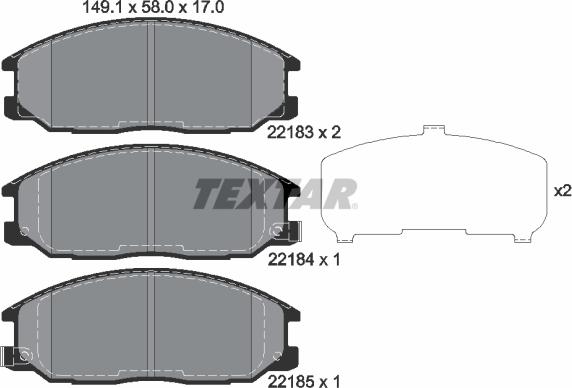 Textar 2218301 - Гальмівні колодки, дискові гальма avtolavka.club