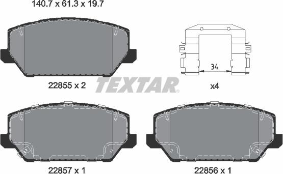 Textar 2285501 - Гальмівні колодки, дискові гальма avtolavka.club