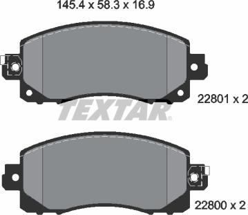 Textar 2280001 - Гальмівні колодки, дискові гальма avtolavka.club