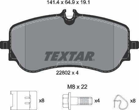 Textar 2280201 - Гальмівні колодки, дискові гальма avtolavka.club