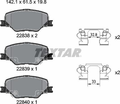 Textar 2283801 - Гальмівні колодки, дискові гальма avtolavka.club