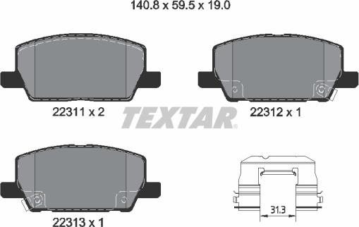 Textar 2231102 - Гальмівні колодки, дискові гальма avtolavka.club