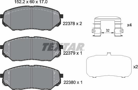 Textar 2237801 - Гальмівні колодки, дискові гальма avtolavka.club