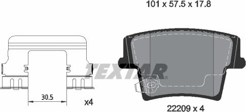 Textar 2220901 - Гальмівні колодки, дискові гальма avtolavka.club