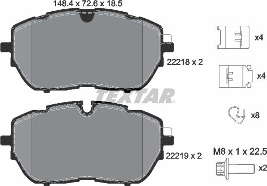 Textar 2221801 - Гальмівні колодки, дискові гальма avtolavka.club