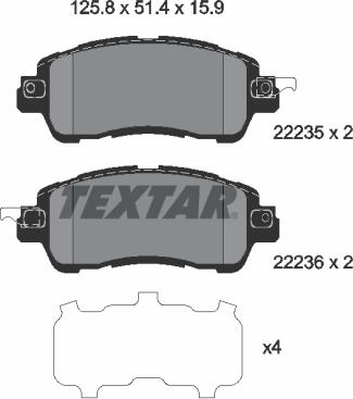 Textar 2223501 - Гальмівні колодки, дискові гальма avtolavka.club