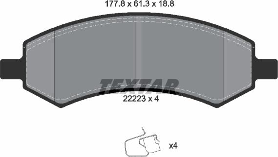 Textar 2222301 - Гальмівні колодки, дискові гальма avtolavka.club