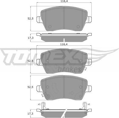 TOMEX brakes TX 14-161 - Гальмівні колодки, дискові гальма avtolavka.club