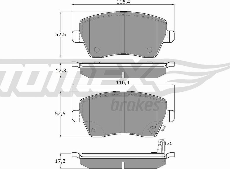 TOMEX brakes TX 14-162 - Гальмівні колодки, дискові гальма avtolavka.club