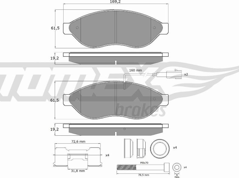 TOMEX brakes TX 14-391 - Гальмівні колодки, дискові гальма avtolavka.club