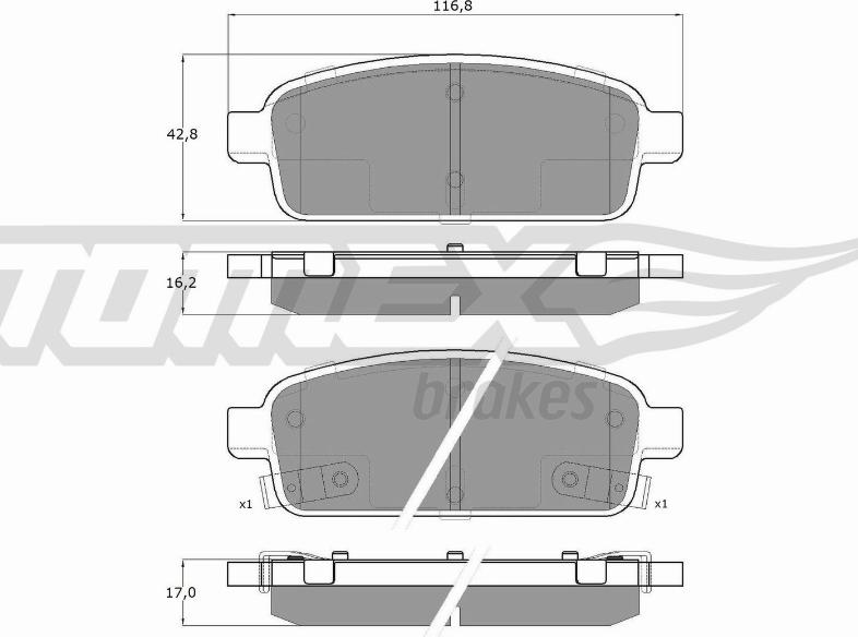 TOMEX brakes TX 16-52 - Гальмівні колодки, дискові гальма avtolavka.club