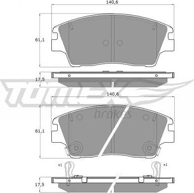 TOMEX brakes TX 18-67 - Гальмівні колодки, дискові гальма avtolavka.club