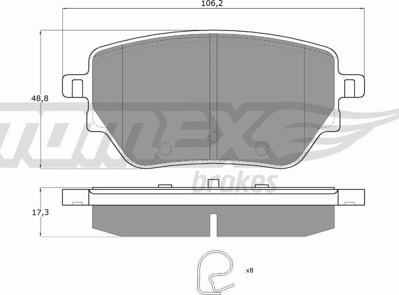 TOMEX brakes TX 12-08 - Гальмівні колодки, дискові гальма avtolavka.club