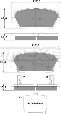 TOMEX brakes TX 17-45 - Гальмівні колодки, дискові гальма avtolavka.club