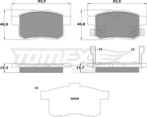 TOMEX brakes TX 17-54 - Гальмівні колодки, дискові гальма avtolavka.club