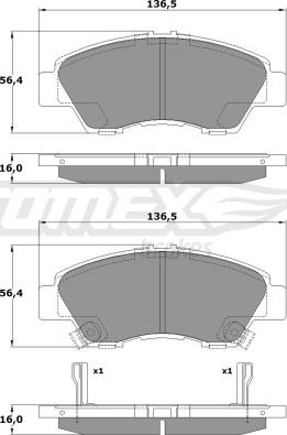 TOMEX brakes TX 17-55 - Гальмівні колодки, дискові гальма avtolavka.club